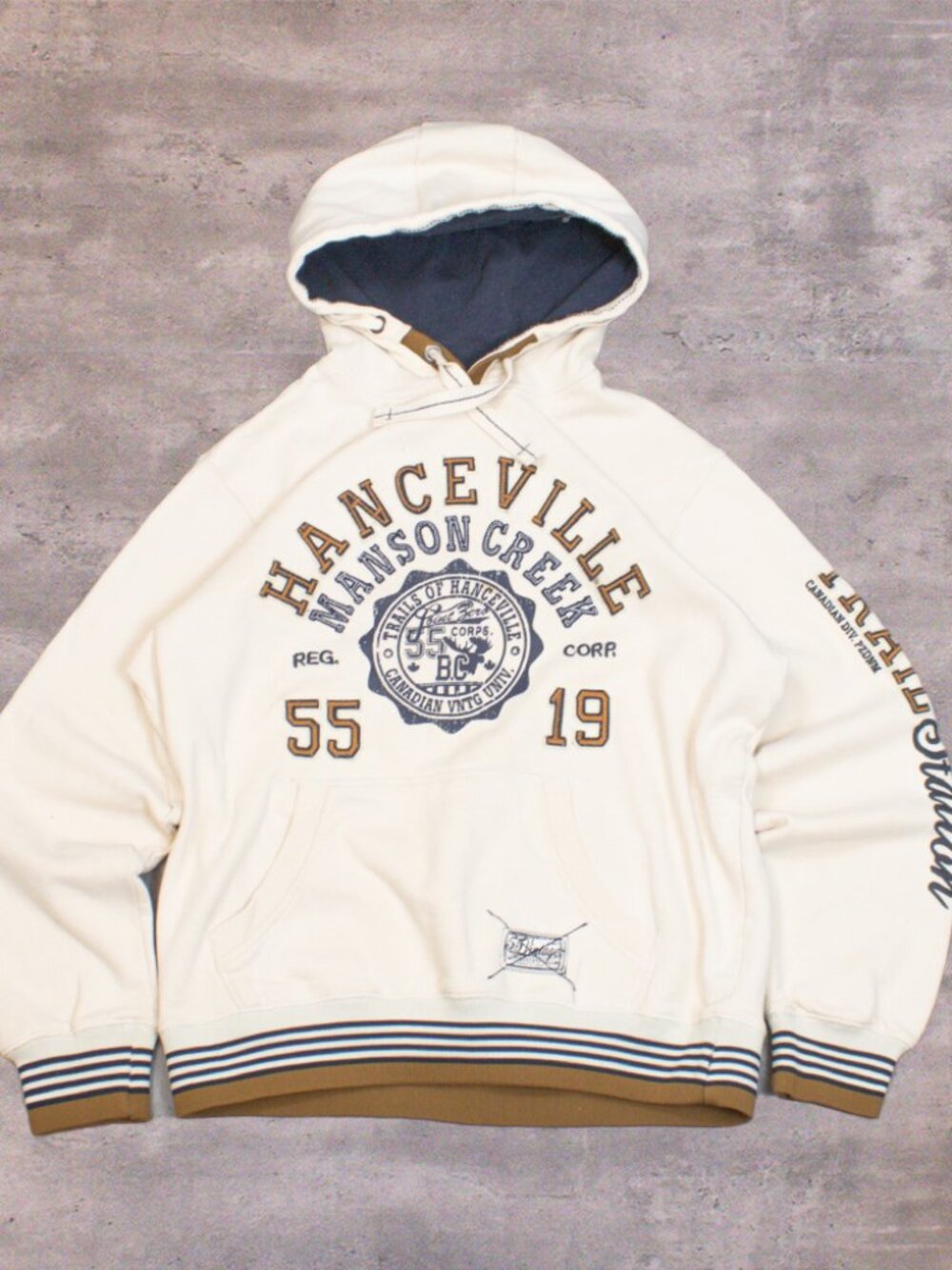 00's Abercrombie Style Heritage Preppy Americana Core Pull Over Cream Hoodie